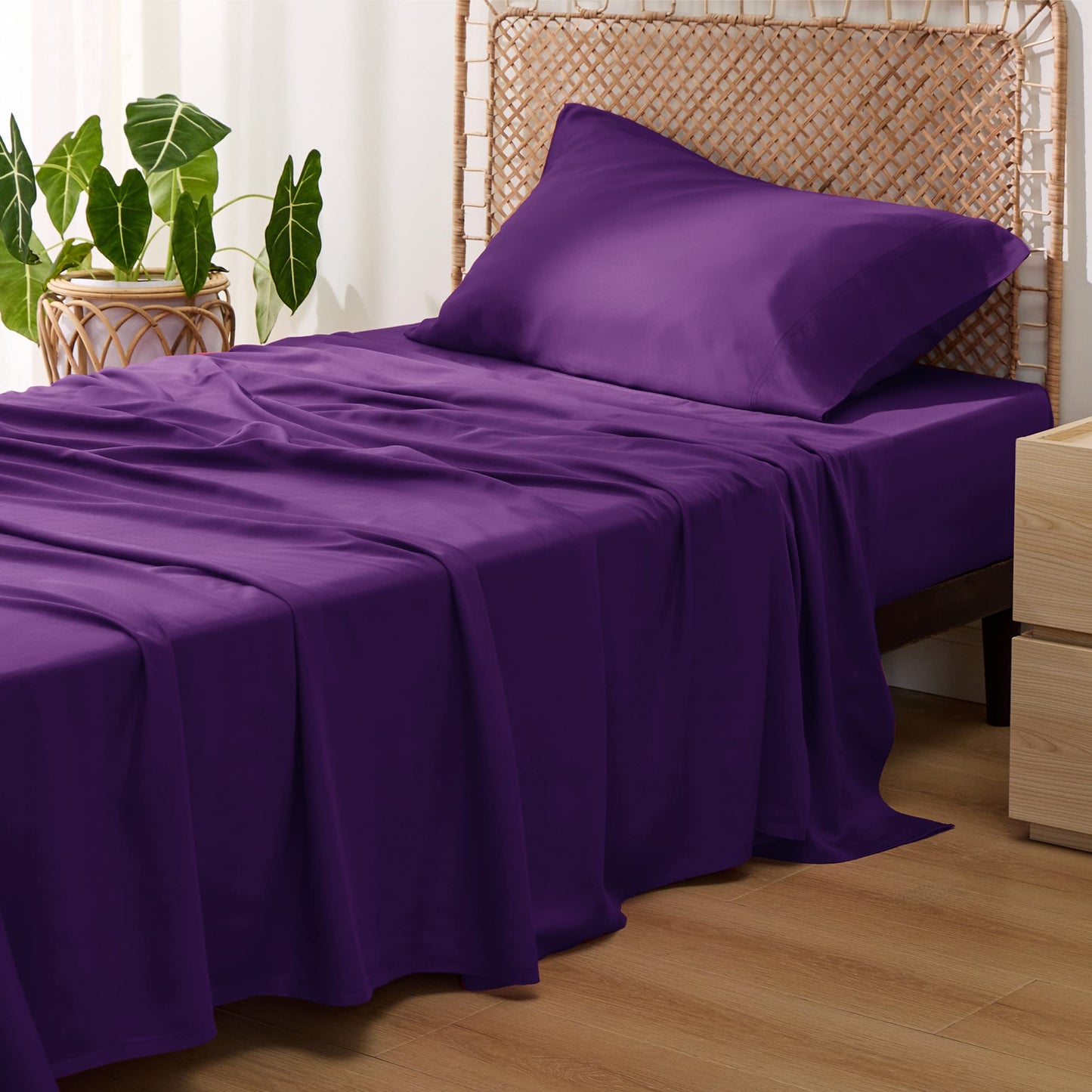 Bamboo Cooling Sheet Set Deep Pocket Silky Breathable Hotel Luxury Bedding