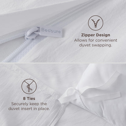 Soft Prewashed Duvet Cover Set Zipper Closure Pillow Covers Lightweight Bedding