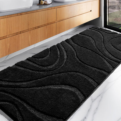 Plush Microfiber Bath Rug Non Slip Absorbent Bathroom Floor Mat Machine Washable