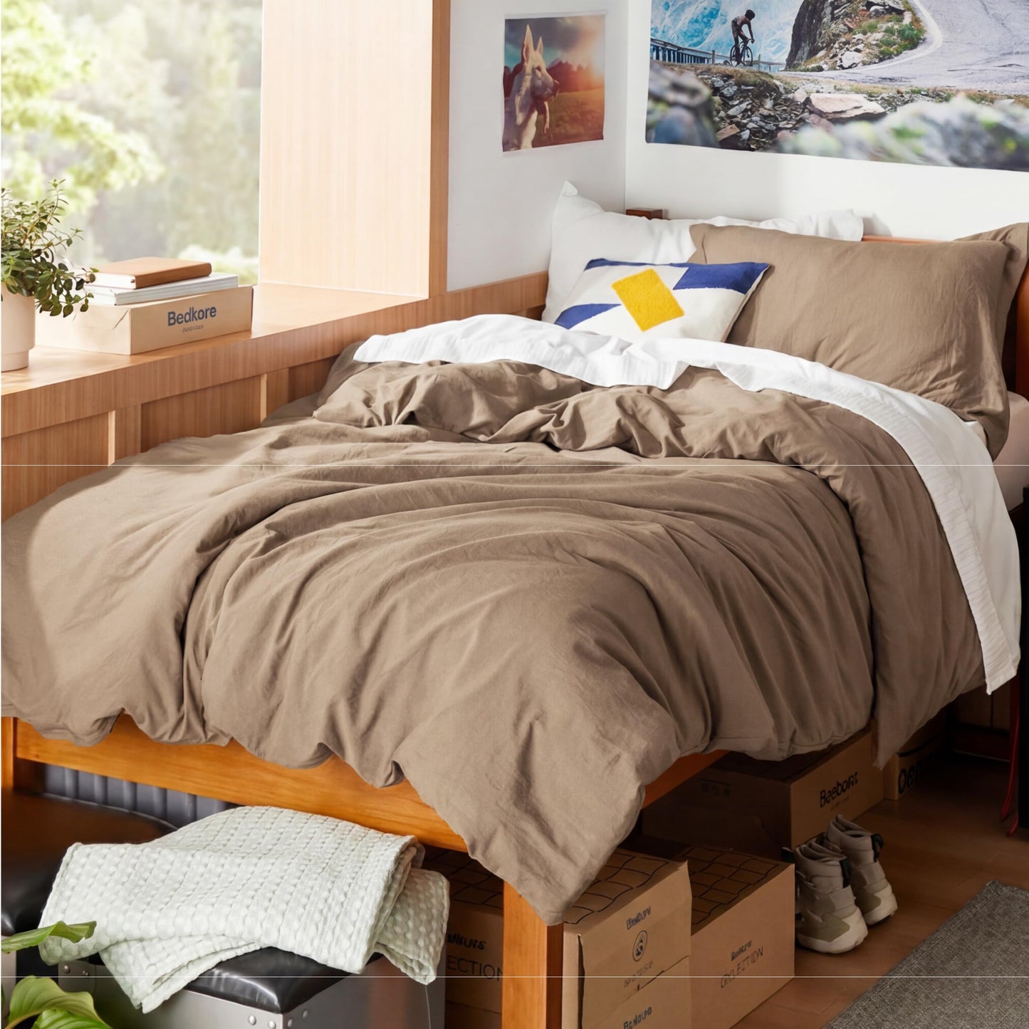 Soft Prewashed Duvet Cover Set Zipper Closure Pillow Covers Lightweight Bedding