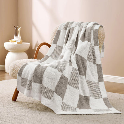 Checkered Microfiber Throw Blanket Soft Couch Sofa Bed Decorative Blanket
