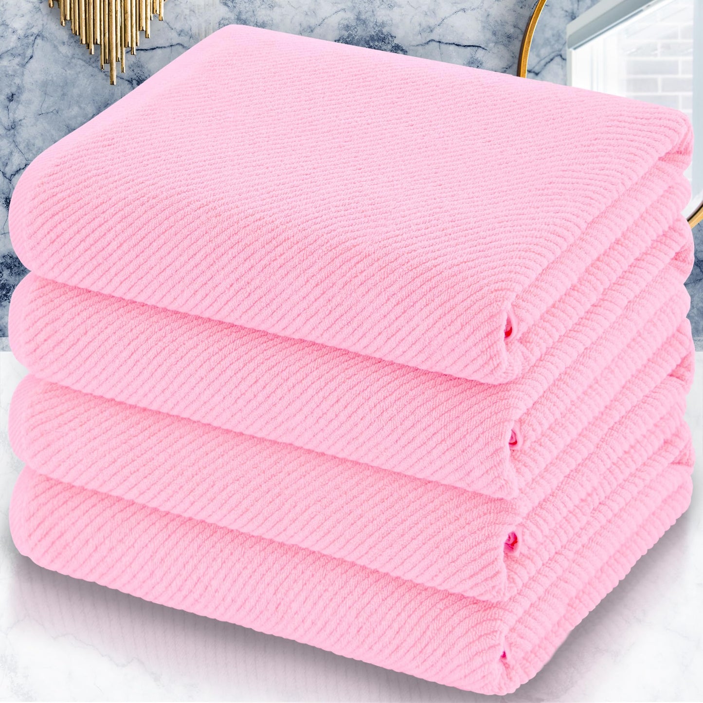 Cotton Bath Towel Set 6 Piece Soft Quick Dry Bathroom Towels Large Gift Set