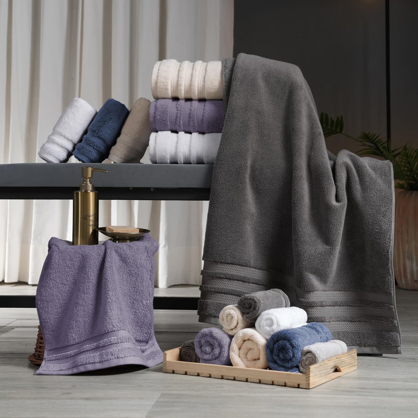 Cotton Luxury Bath Towel Set Quick Dry Soft Absorbent Bathroom Towels Large Size