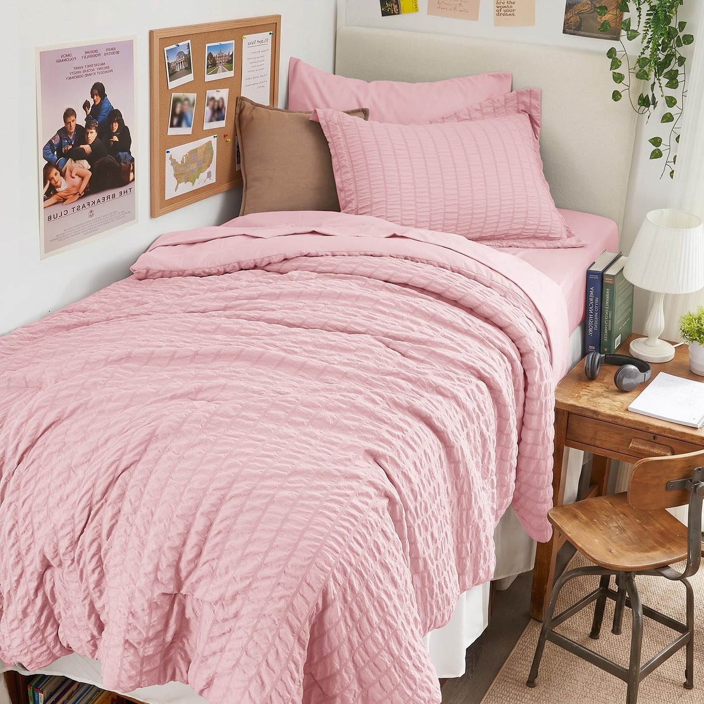 Seersucker Comforter Set 7 Piece All Season Bed in a Bag Bedding Set