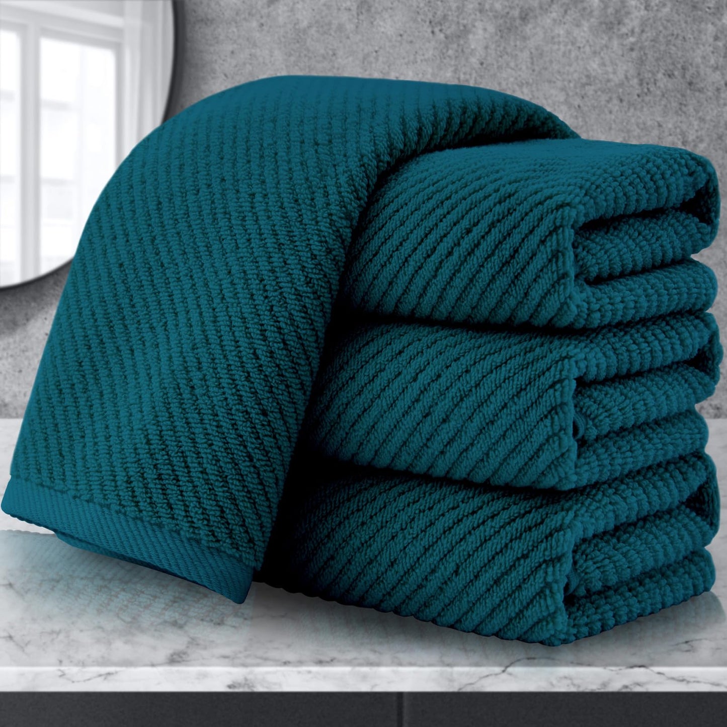 Cotton Bath Towel Set 6 Piece Soft Quick Dry Bathroom Towels Large Gift Set