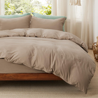 Soft Prewashed Duvet Cover Set Zipper Closure Pillow Covers Lightweight Bedding