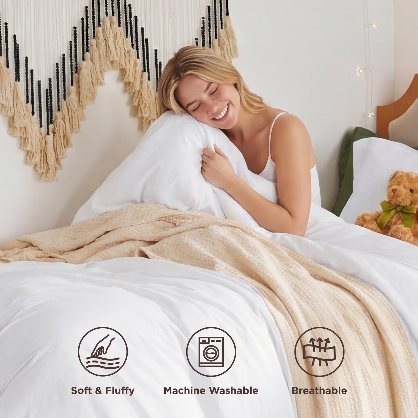 Soft Prewashed Duvet Cover Set Zipper Closure Pillow Covers Lightweight Bedding