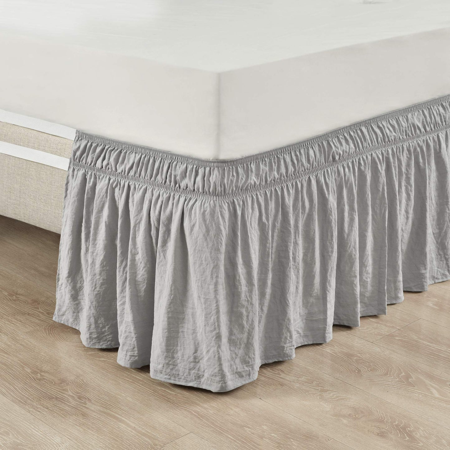 Ruched Ruffle Bed Skirt Elastic Wrap Around Bedding Dust Ruffle