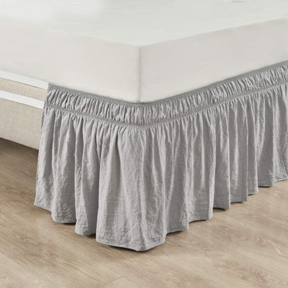 Ruched Ruffle Bed Skirt Elastic Wrap Around Bedding Dust Ruffle
