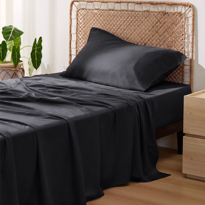 Bamboo Cooling Sheet Set Deep Pocket Silky Breathable Hotel Luxury Bedding