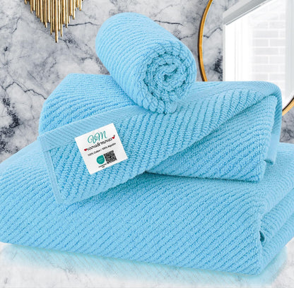 Cotton Bath Towel Set 6 Piece Soft Quick Dry Bathroom Towels Large Gift Set
