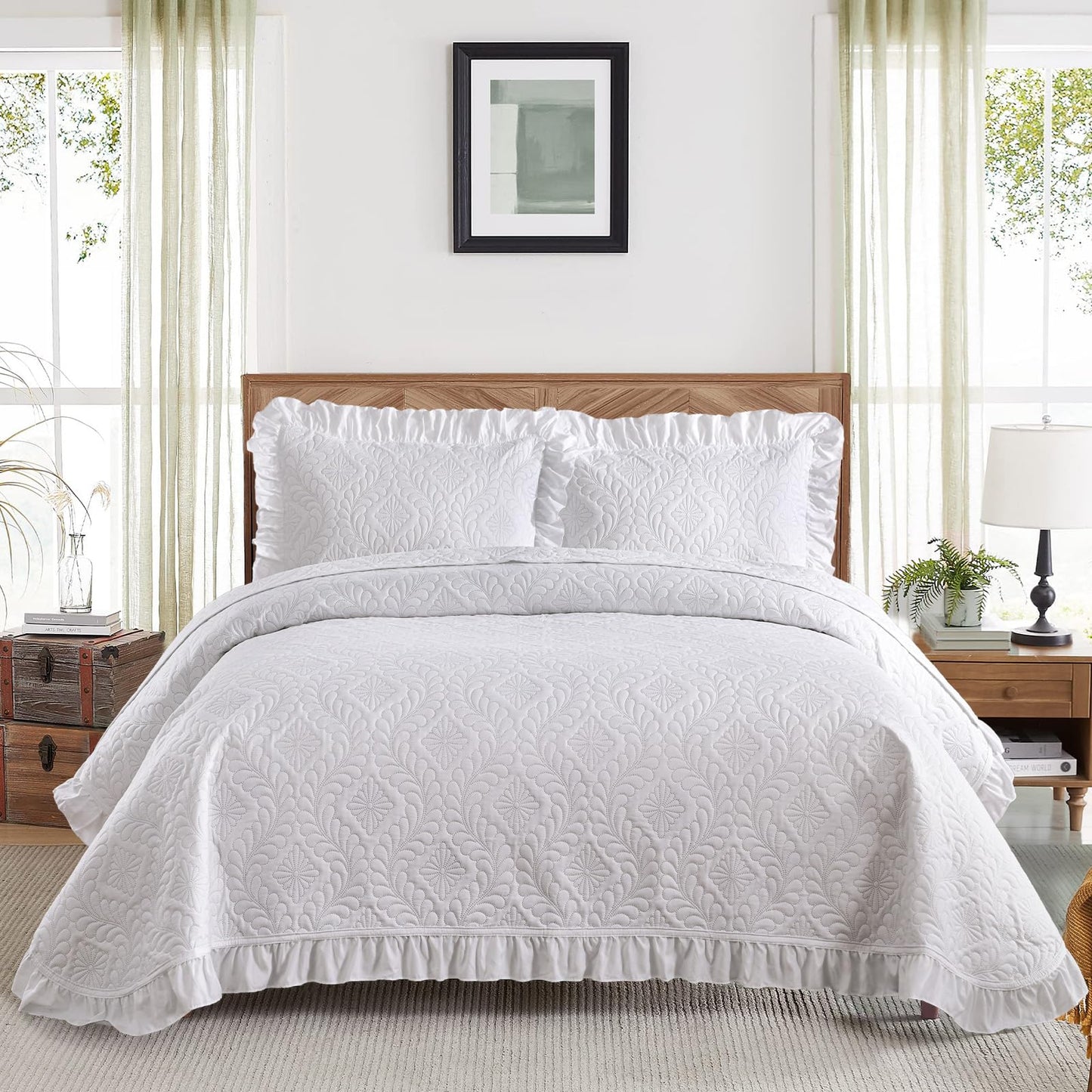 DJY Quilt Set Paisley Bedspread Soft Microfiber Bedding Set for All Season