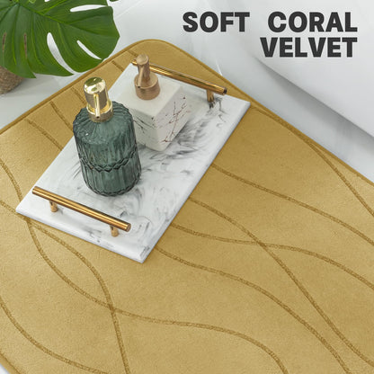 Memory Foam Bath Rug Set Non Slip Absorbent Quick Dry Bathroom Mat
