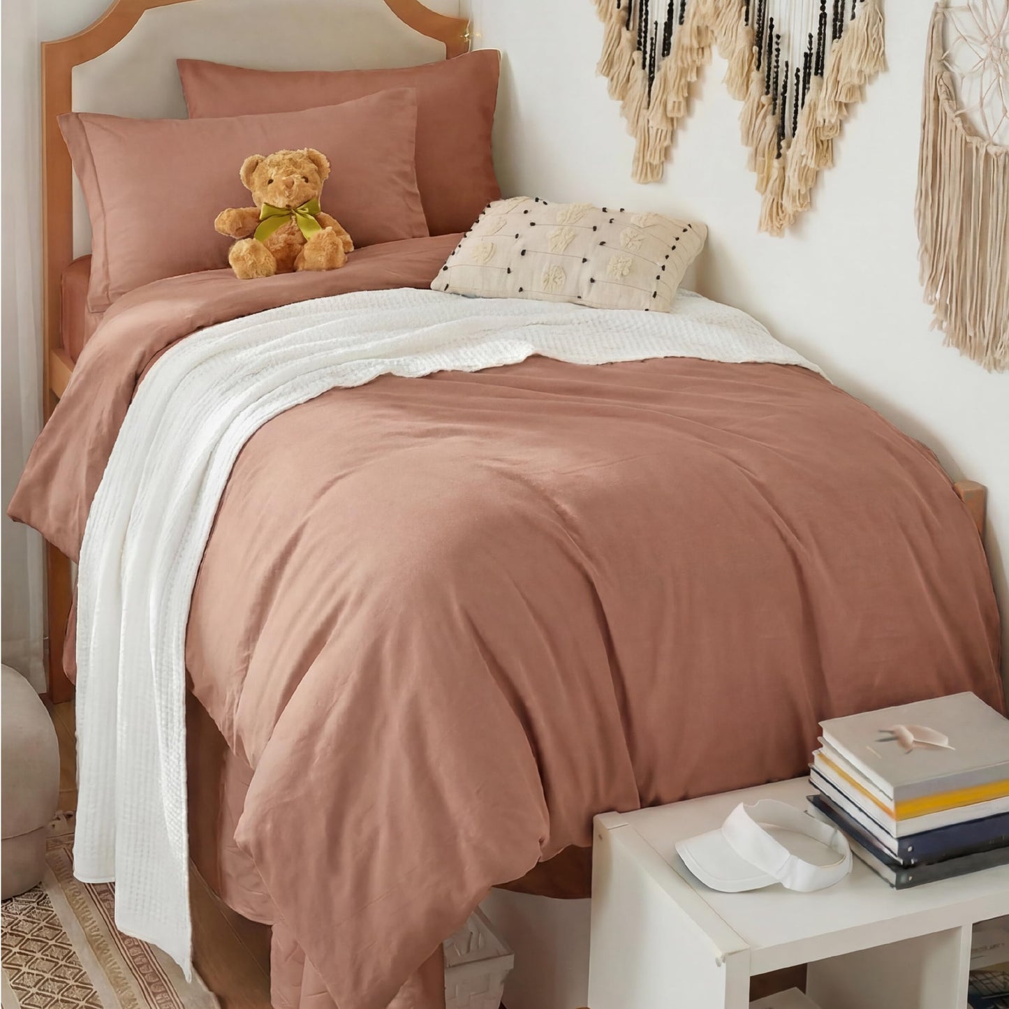Soft Prewashed Duvet Cover Set Zipper Closure Pillow Covers Lightweight Bedding