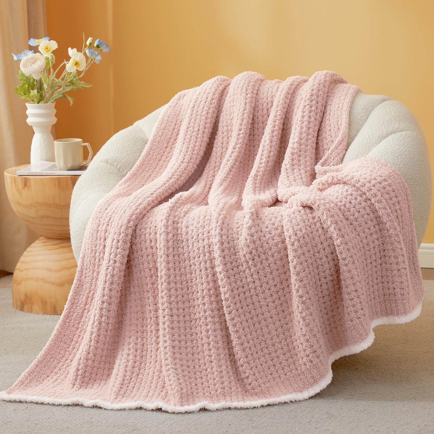 Waffle Throw Blanket Ultra Soft Lightweight Couch Bed Sofa Blanket