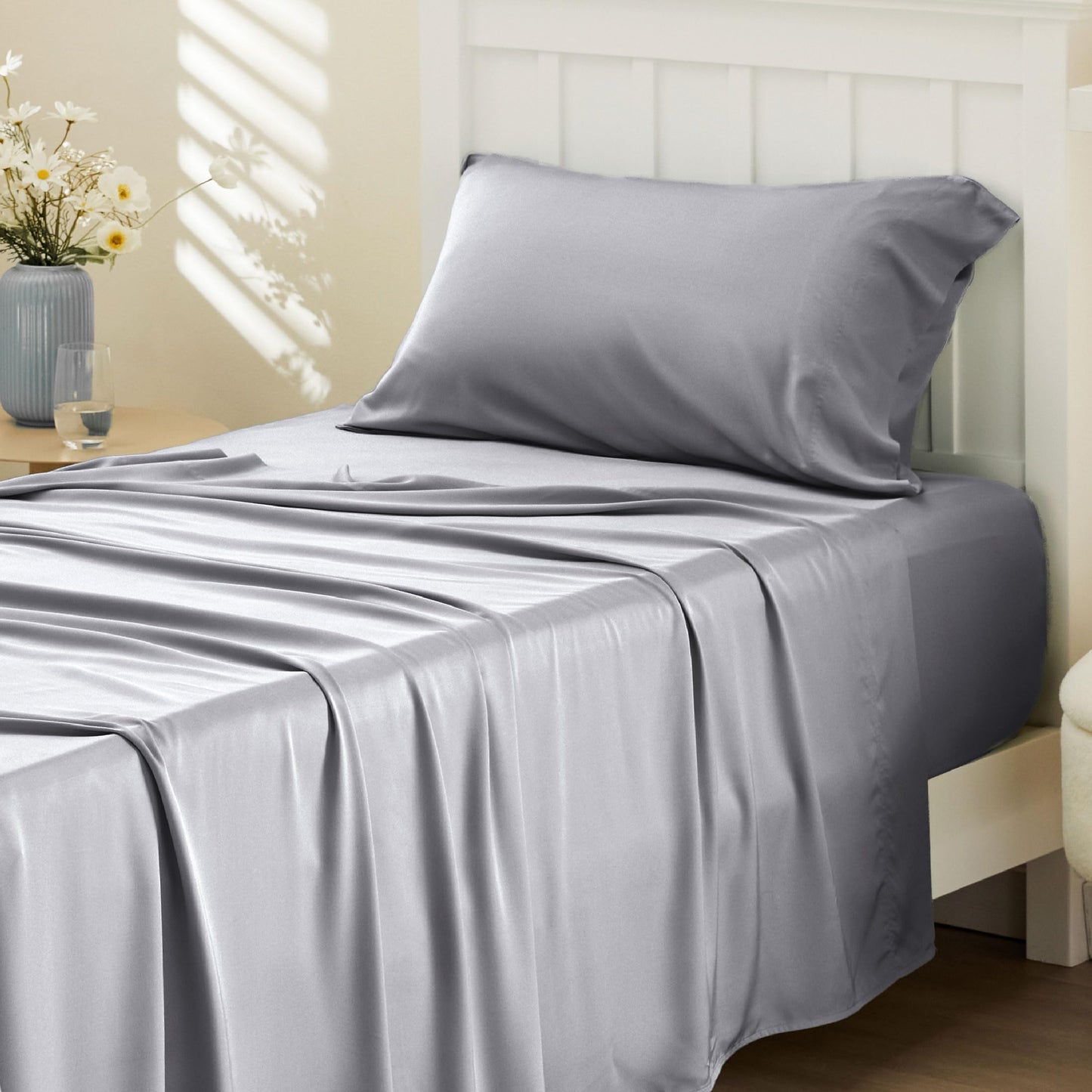 Bamboo Cooling Sheet Set Deep Pocket Silky Breathable Hotel Luxury Bedding