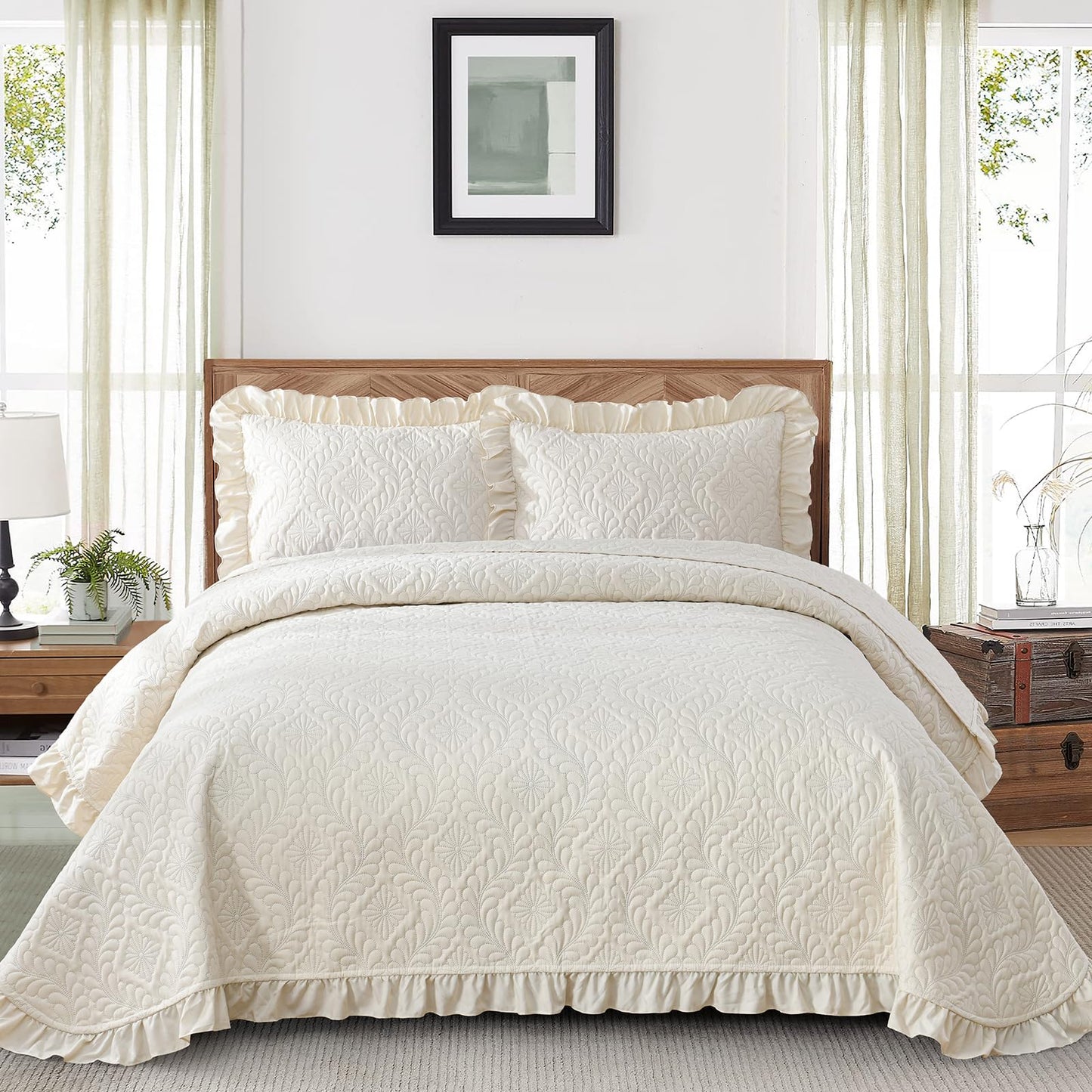 DJY Quilt Set Paisley Bedspread Soft Microfiber Bedding Set for All Season