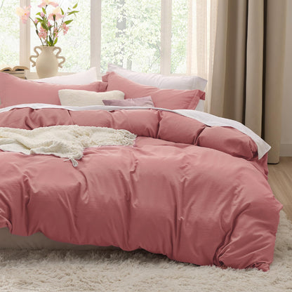 Soft Prewashed Duvet Cover Set Zipper Closure Pillow Covers Lightweight Bedding