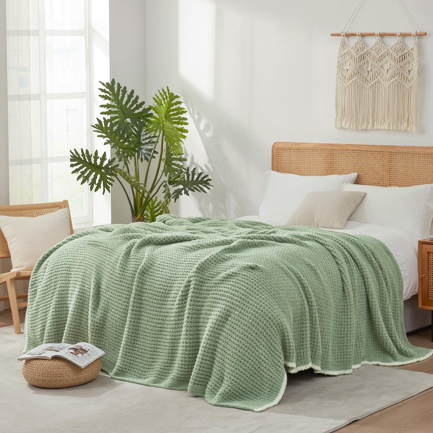 Waffle Throw Blanket Ultra Soft Lightweight Couch Bed Sofa Blanket