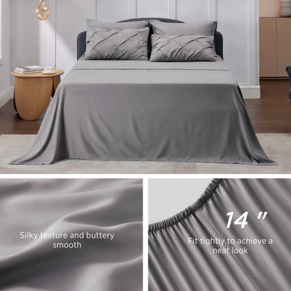 Pintuck Comforter Set Bed in a Bag 7 Piece All Season Bedding