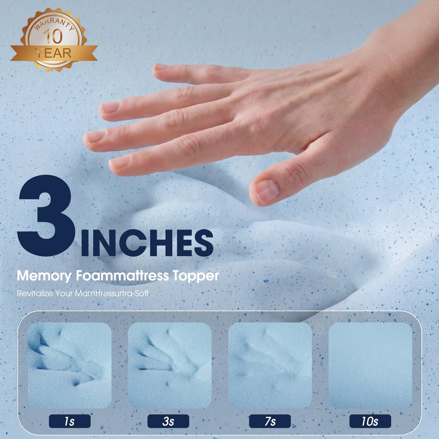 VALUXE Gel Memory Foam Mattress Topper with Washable Cover
