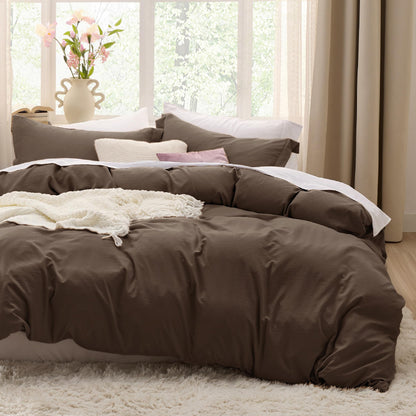 Soft Prewashed Duvet Cover Set Zipper Closure Pillow Covers Lightweight Bedding