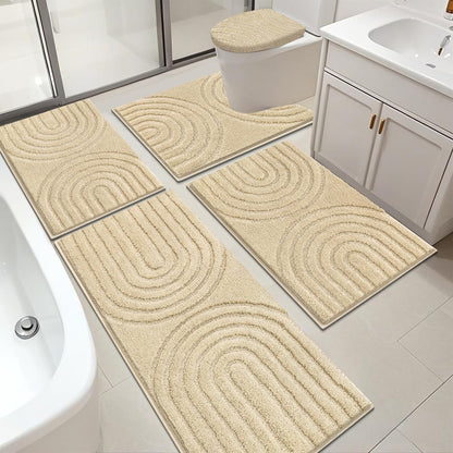 Microfiber Bath Rug Set Non Slip Contour Toilet U Shaped Bathroom Mat