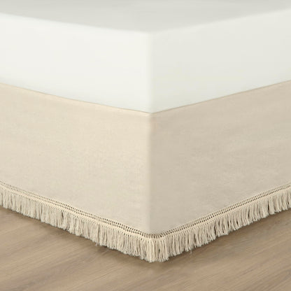 Lush Decor Boho Fringe 15-Inch Tailored Drop Easy Fit Bedskirt