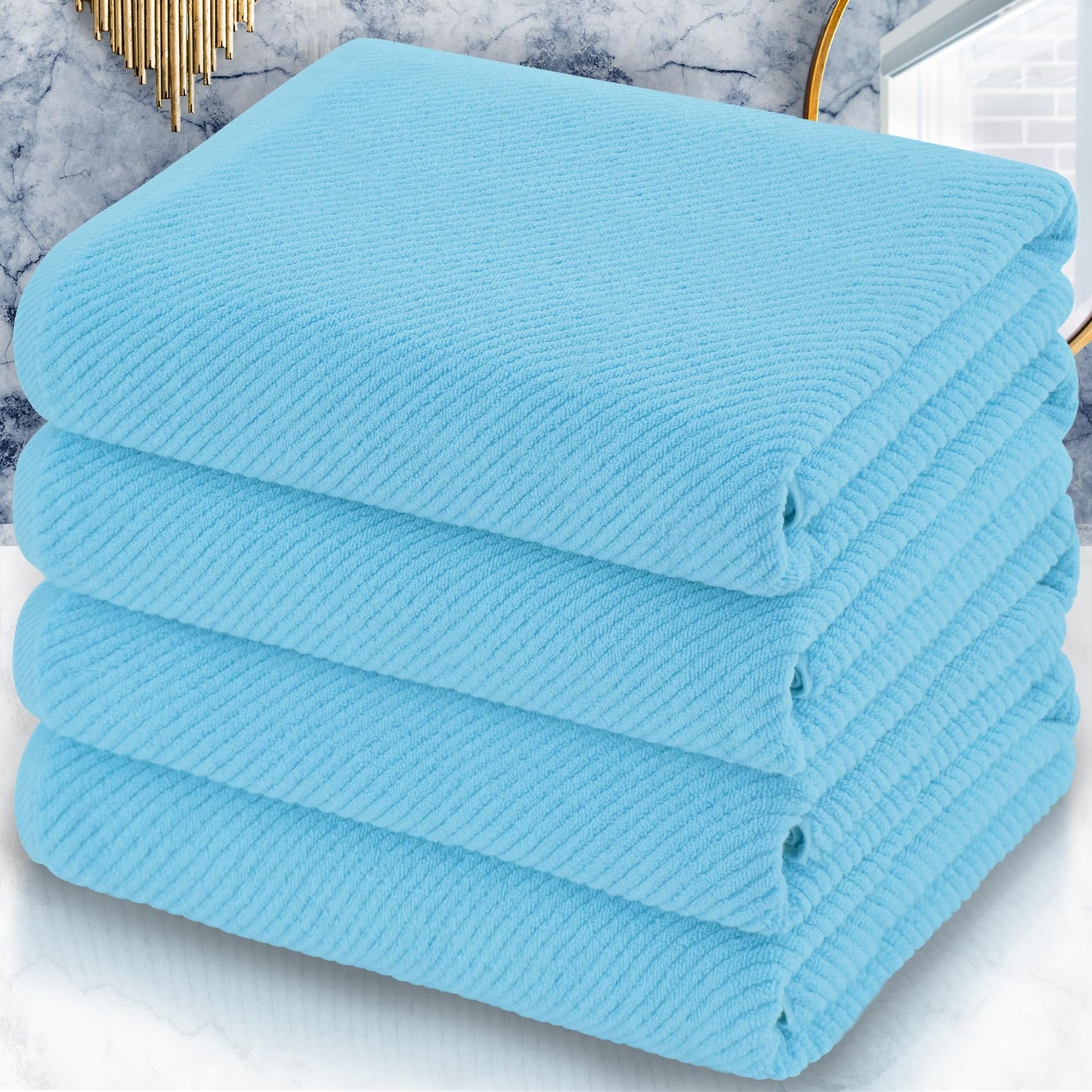 Cotton Bath Towel Set 6 Piece Soft Quick Dry Bathroom Towels Large Gift Set