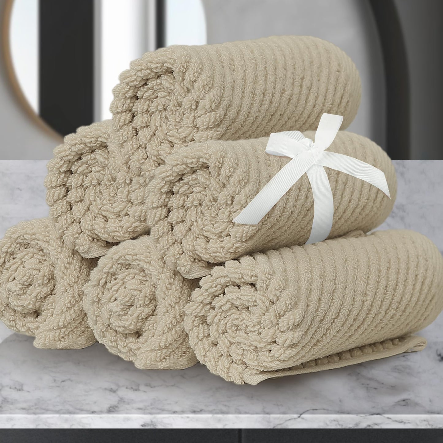Cotton Bath Towel Set 6 Piece Soft Quick Dry Bathroom Towels Large Gift Set