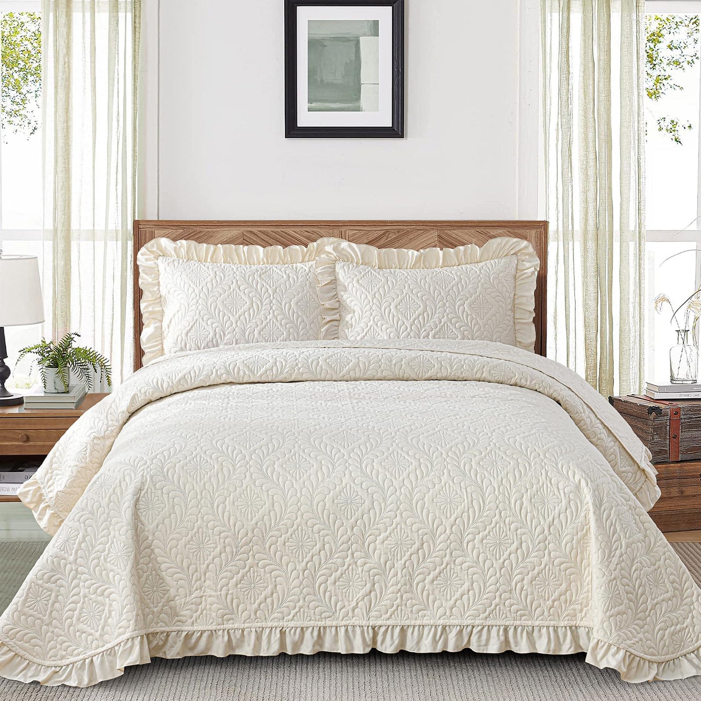 DJY Quilt Set Paisley Bedspread Soft Microfiber Bedding Set for All Season