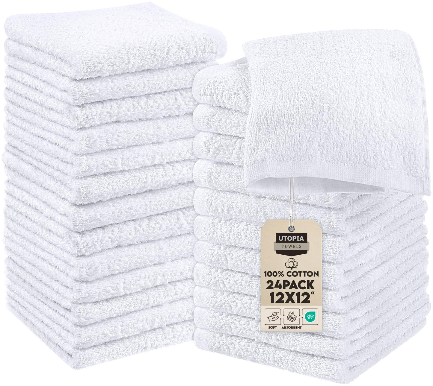 Cotton Washcloth Set Ring Spun Soft Absorbent Face Cloths Premium Towels