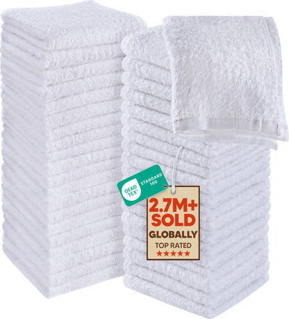 Cotton Washcloth Set Ring Spun Soft Absorbent Face Cloths Premium Towels