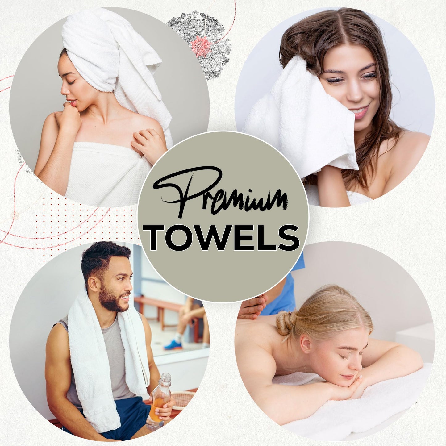 Ring Spun Cotton Bath Towel Set Hotel Spa Soft Absorbent Towels 27x54