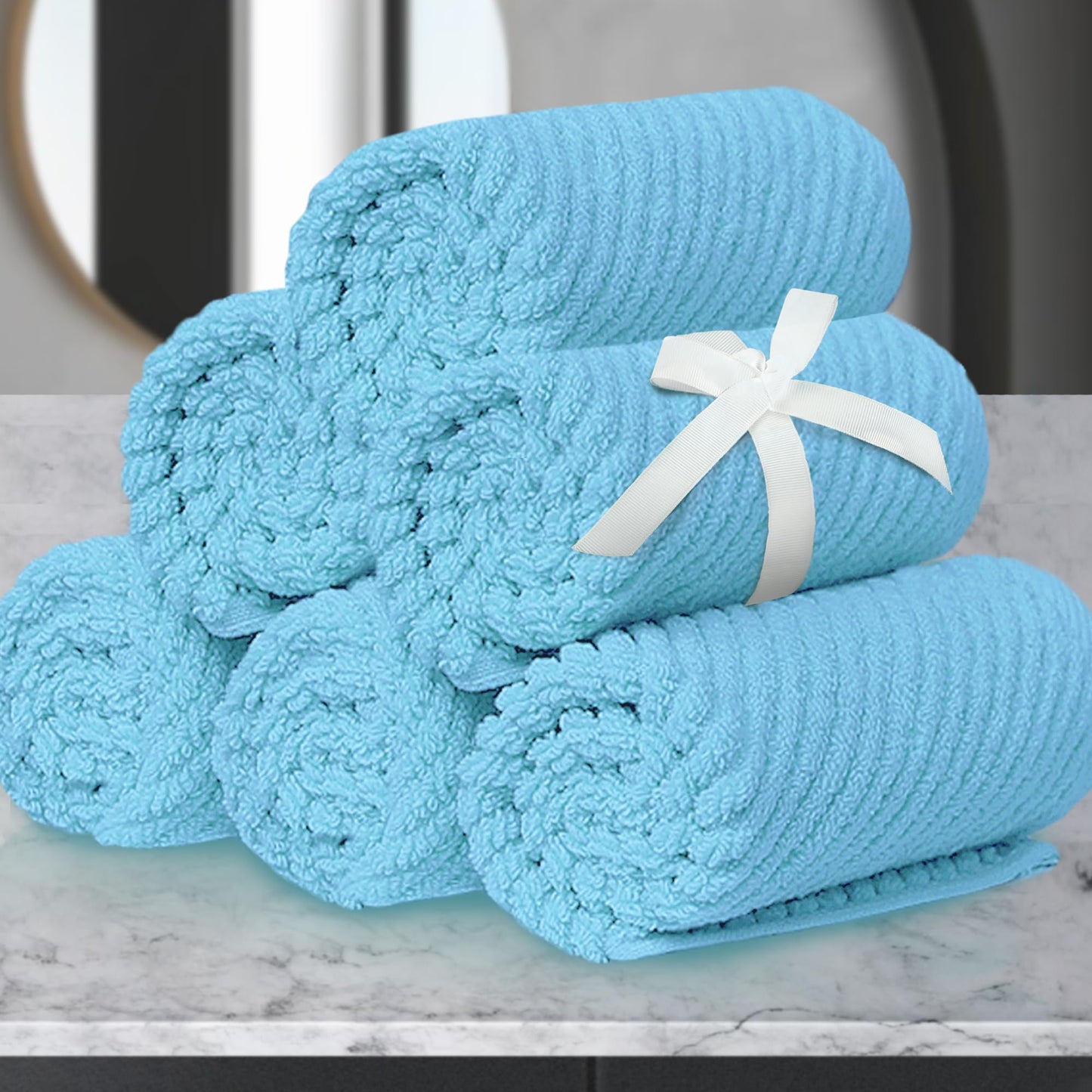 Cotton Bath Towel Set 6 Piece Soft Quick Dry Bathroom Towels Large Gift Set