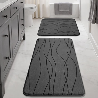Memory Foam Bath Rug Set Non Slip Absorbent Quick Dry Bathroom Mat