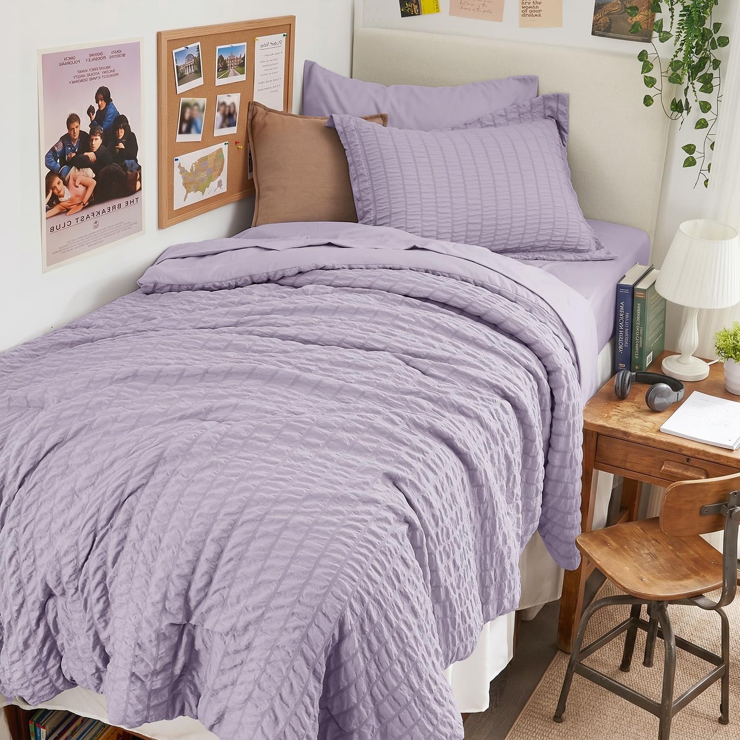 Seersucker Comforter Set 7 Piece All Season Bed in a Bag Bedding Set