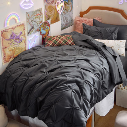 Pintuck Comforter Set Bed in a Bag 7 Piece All Season Bedding