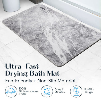 Diatomaceous Earth Bath Mat Quick Dry Non Slip Absorbent Bathroom Floor Mat