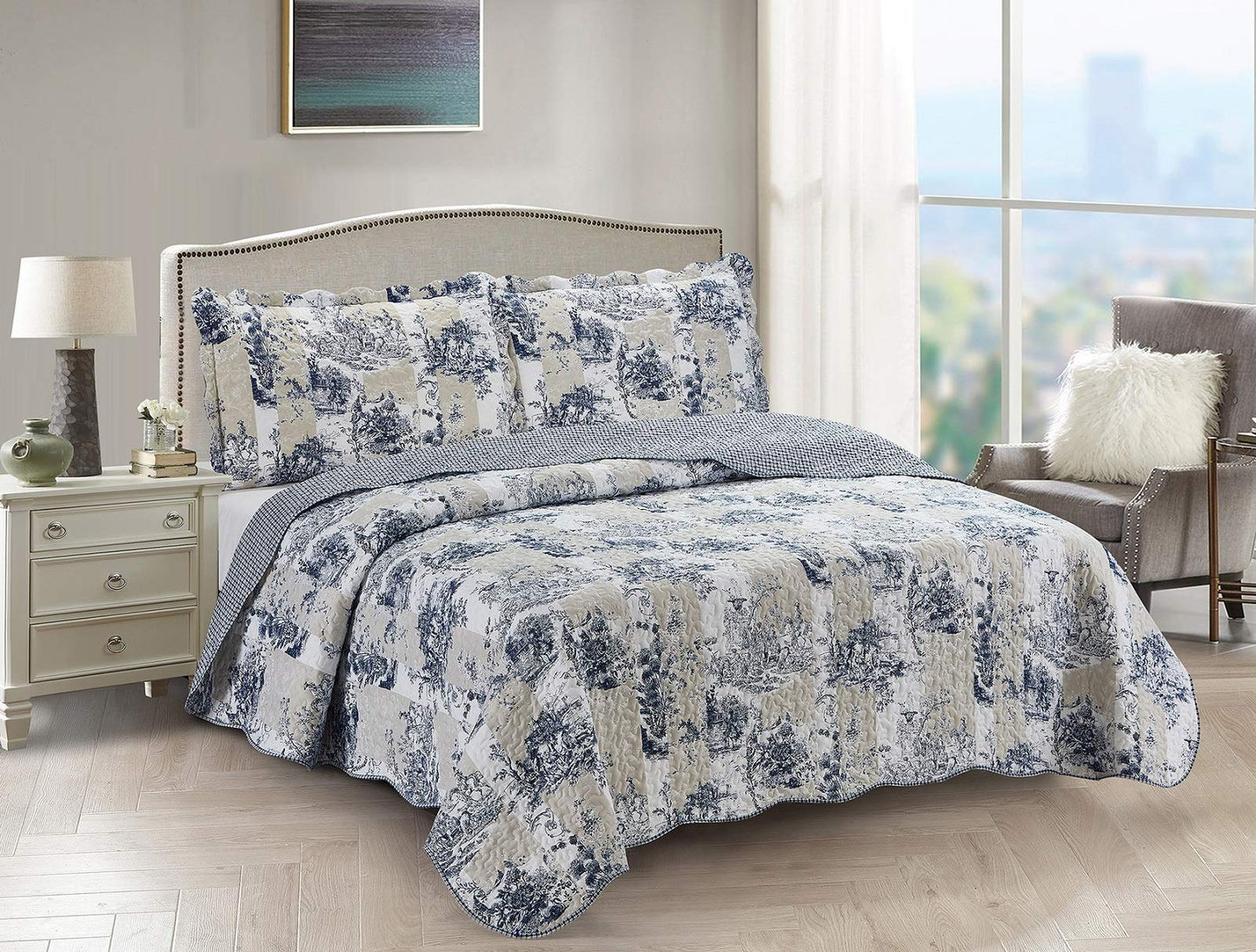 Patchwork Quilt Set Reversible Lightweight All Season Coverlet Bedding
