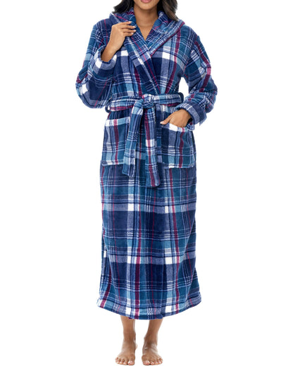 Plush Fleece Hooded Bathrobe Women Long Plus Size Soft Lounge Robe