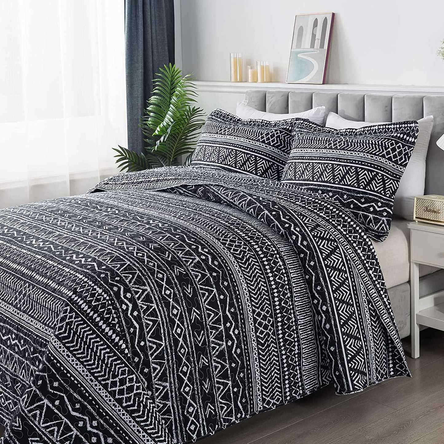 Floral Quilt Set 3 Piece Oversized Bedspread Coverlet Set Lightweight Bedding