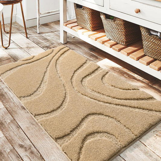 Plush Microfiber Bath Rug Non Slip Absorbent Bathroom Floor Mat Machine Washable