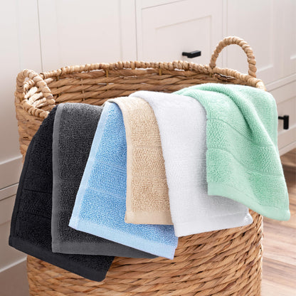 Ring Spun Cotton Washcloth Set Soft Absorbent Multipurpose Fingertip Towels
