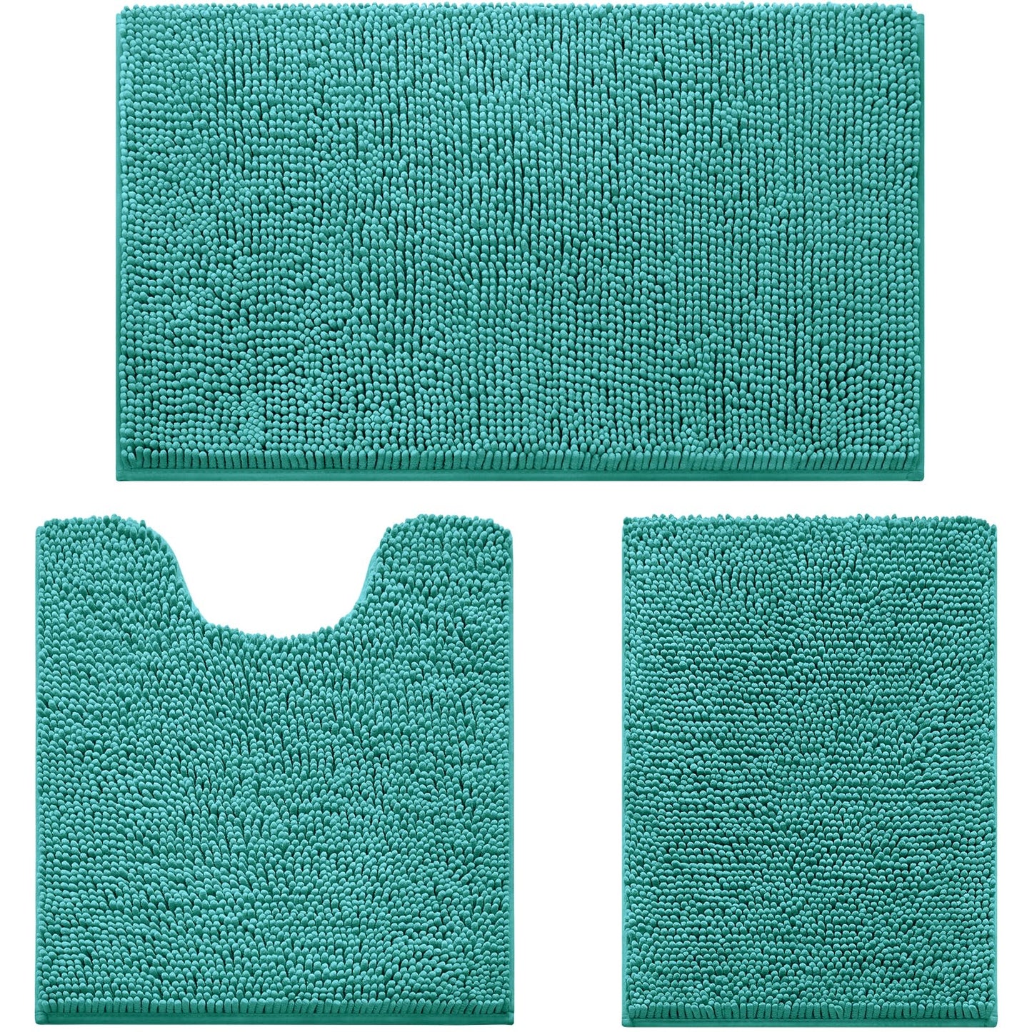 Chenille Bathroom Rug Set 3 Piece Ultra Soft Non Slip Absorbent Bath Mat
