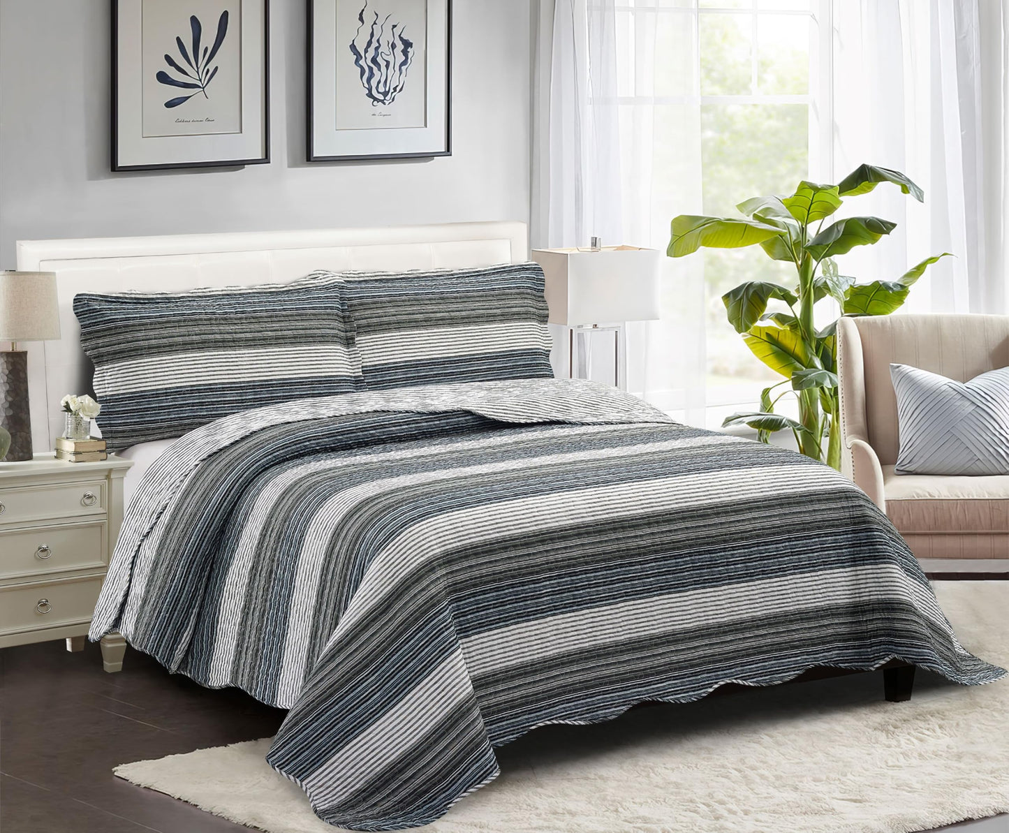 Patchwork Quilt Set Reversible Lightweight All Season Coverlet Bedding