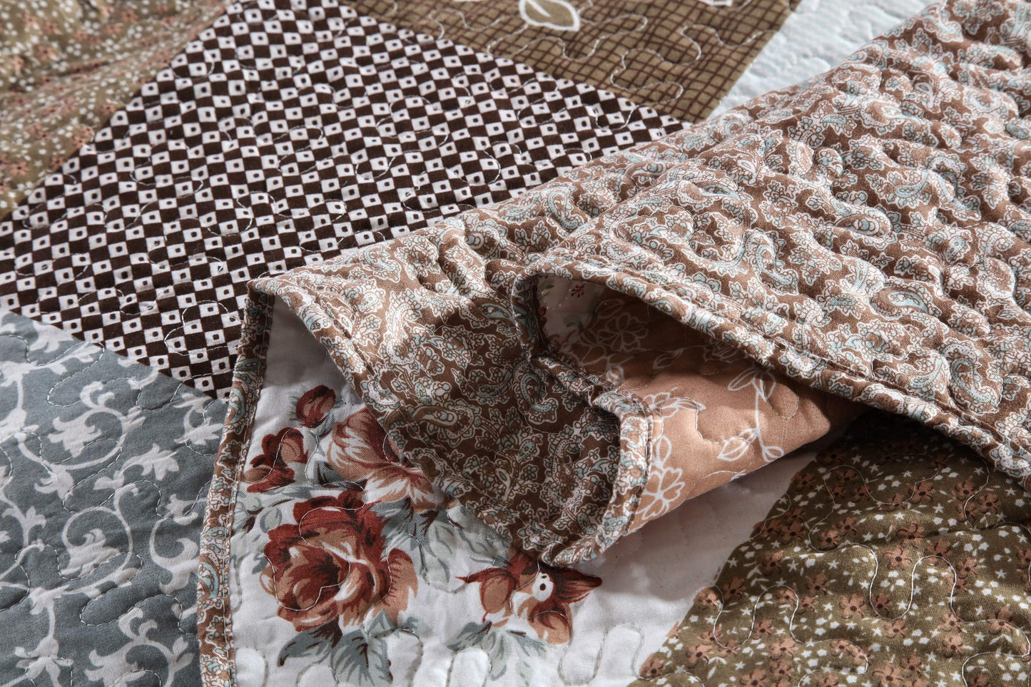Floral Quilt Set 3 Piece Oversized Bedspread Coverlet Set Lightweight Bedding