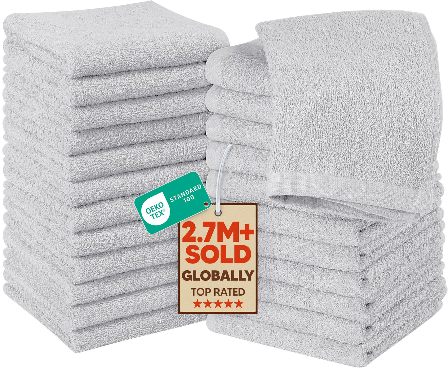 Cotton Washcloth Set Ring Spun Soft Absorbent Face Cloths Premium Towels