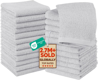 Cotton Washcloth Set Ring Spun Soft Absorbent Face Cloths Premium Towels