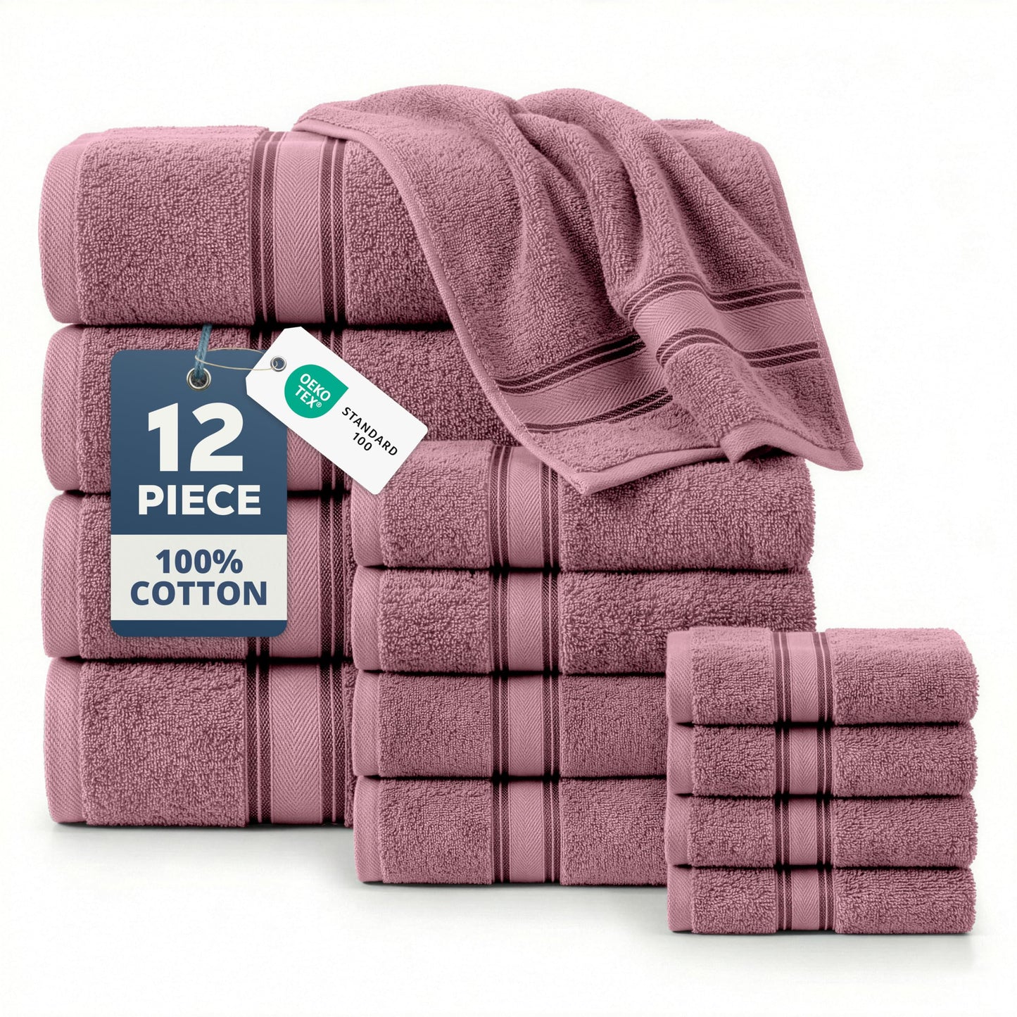 Zero Twist Cotton Bath Towel Set Quick Dry Ultra Absorbent Soft Towels